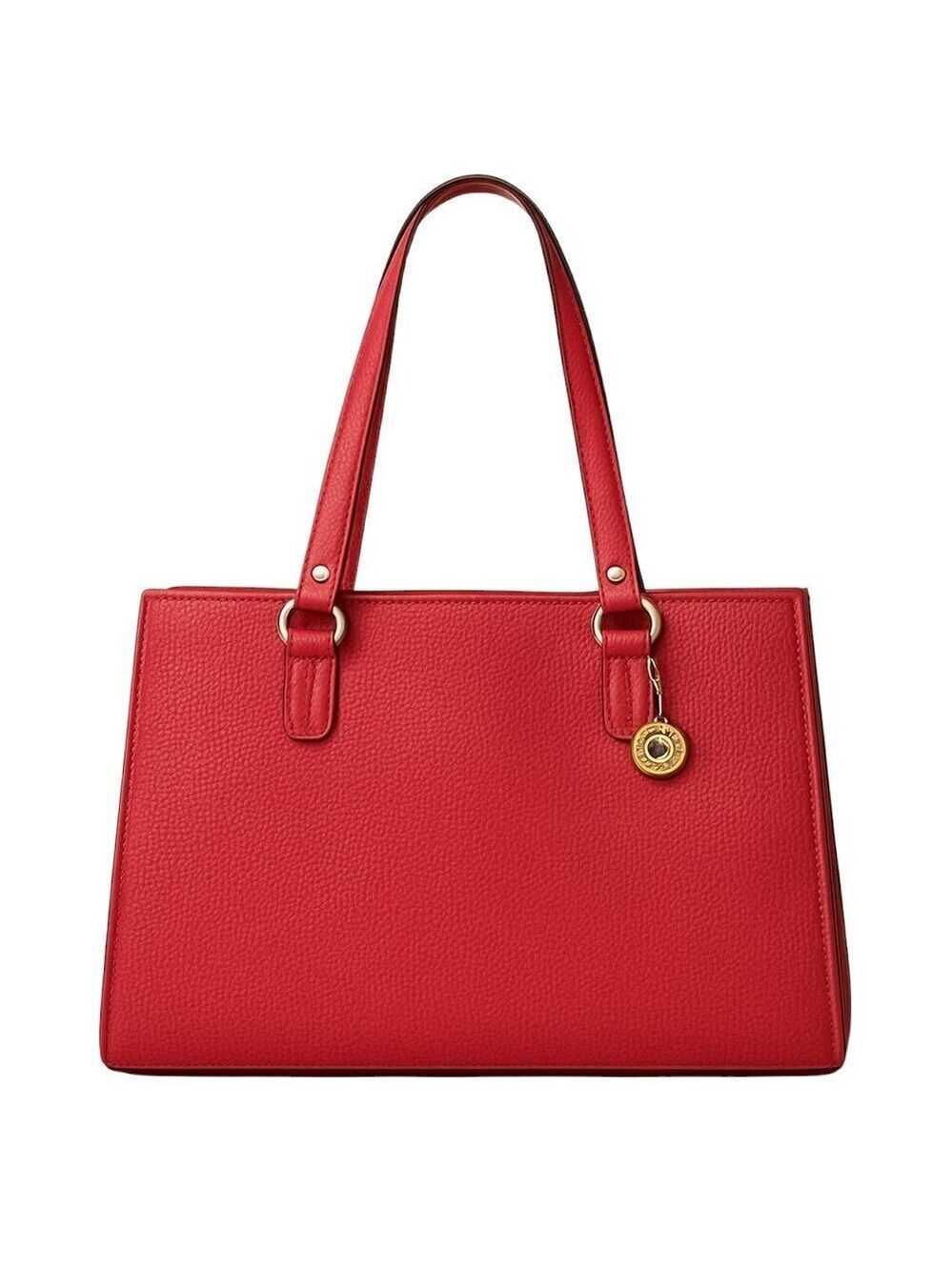 The Sak Hot Pink Woven Tote Bag With Double Straps & Metal Charm